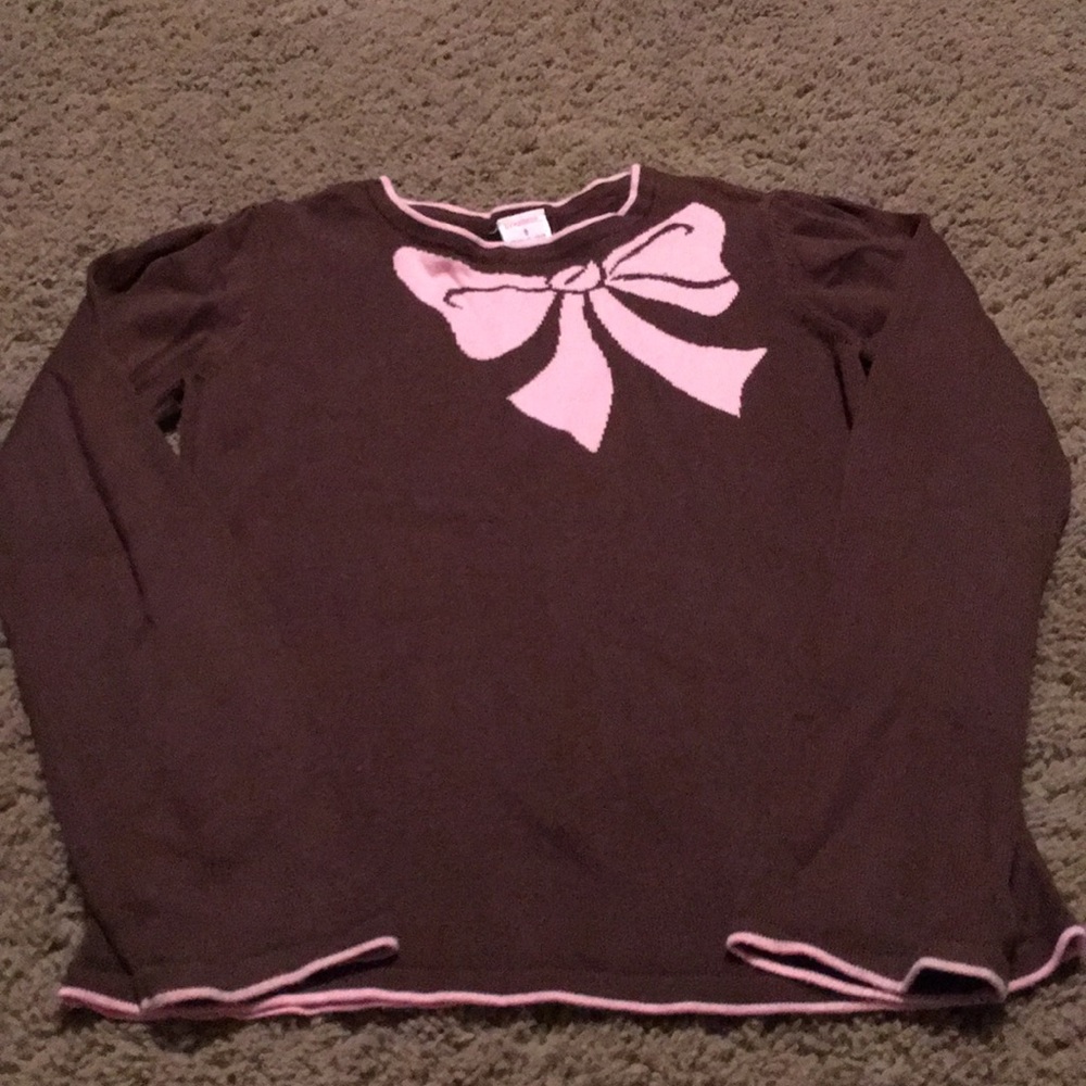 Vintage Gymboree Giraffe Club brown pink bow sweater Sz 9